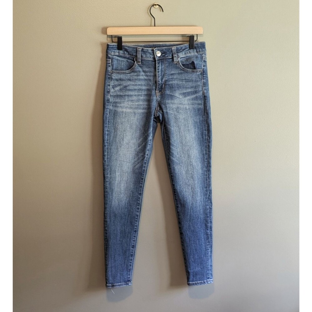 American Eagle Womens 6 Short Mid Rise Jegging Jeans Light Wash Stretch Pants
